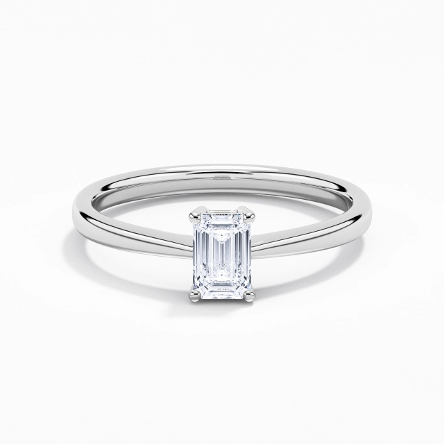 Reverse Tapered Understated Solitaire Engagement Ring Cubic Zirconia 0.80ct Emerald 925 Sterling Silver