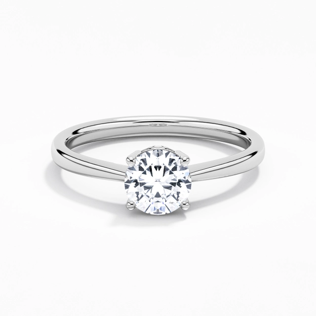 Reverse Tapered Understated Solitaire Engagement Ring Moissanite 1.00ct Round Platinum