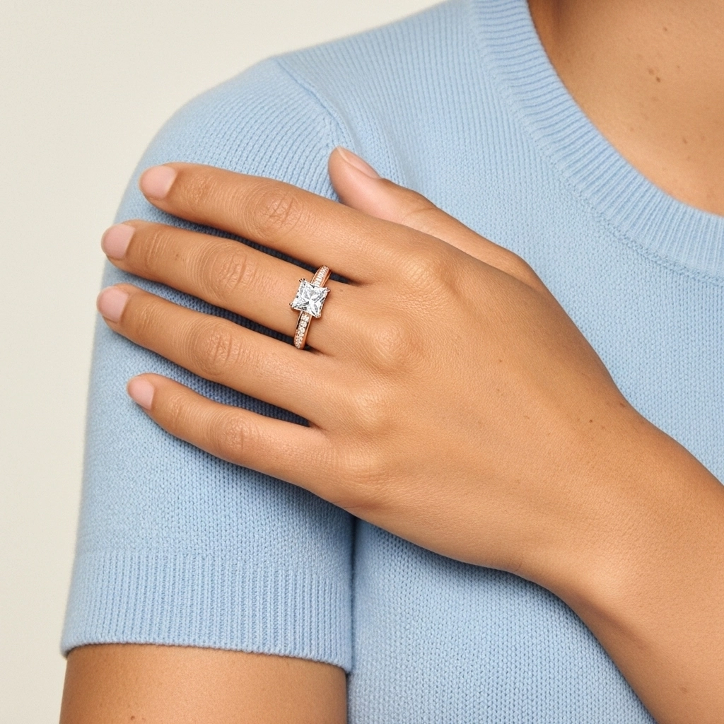 Argent sterling 925 Pavé Canaliser Bague de fiançailles