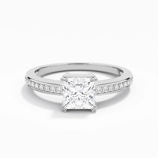 925 Sterling Silver Pavé Channel Engagement Ring