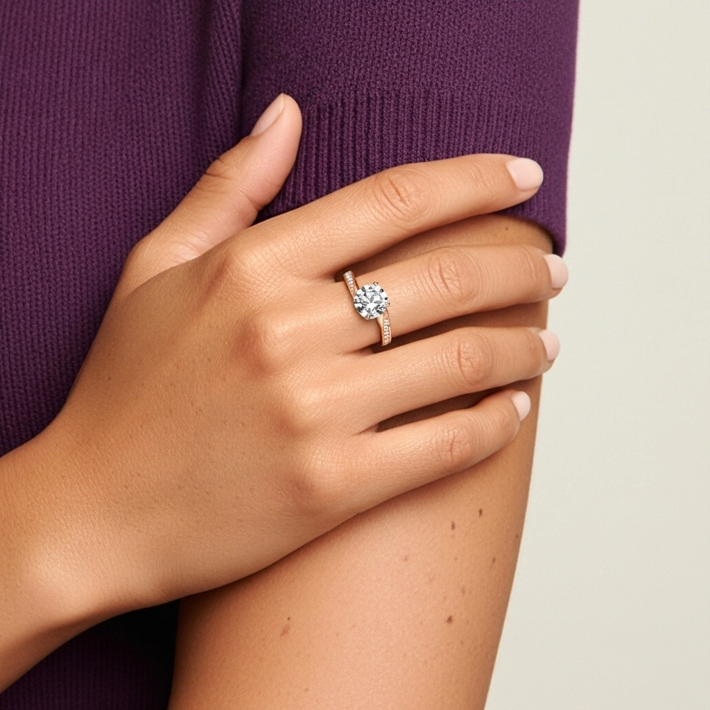 Charming Round 1.00ct Moissanite Engagement Ring