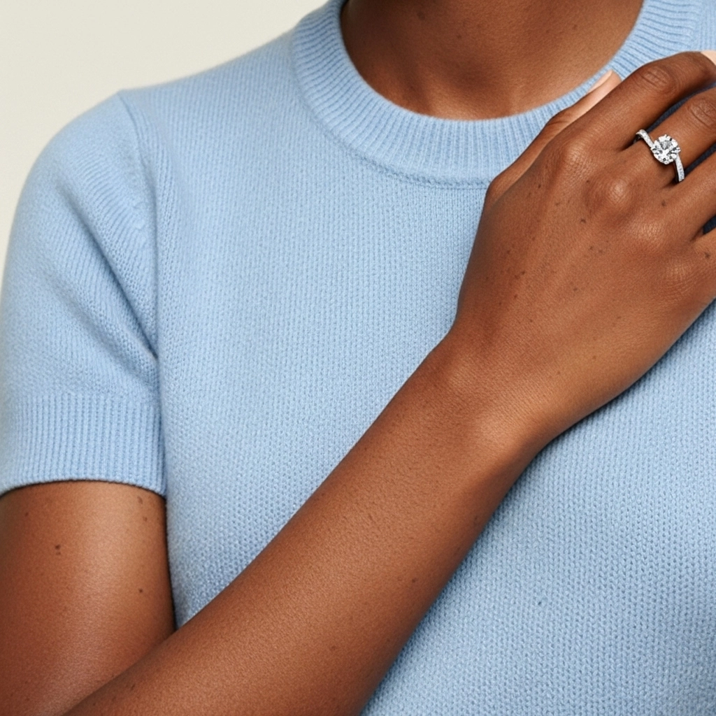 Charming Round 1.00ct Moissanite Engagement Ring