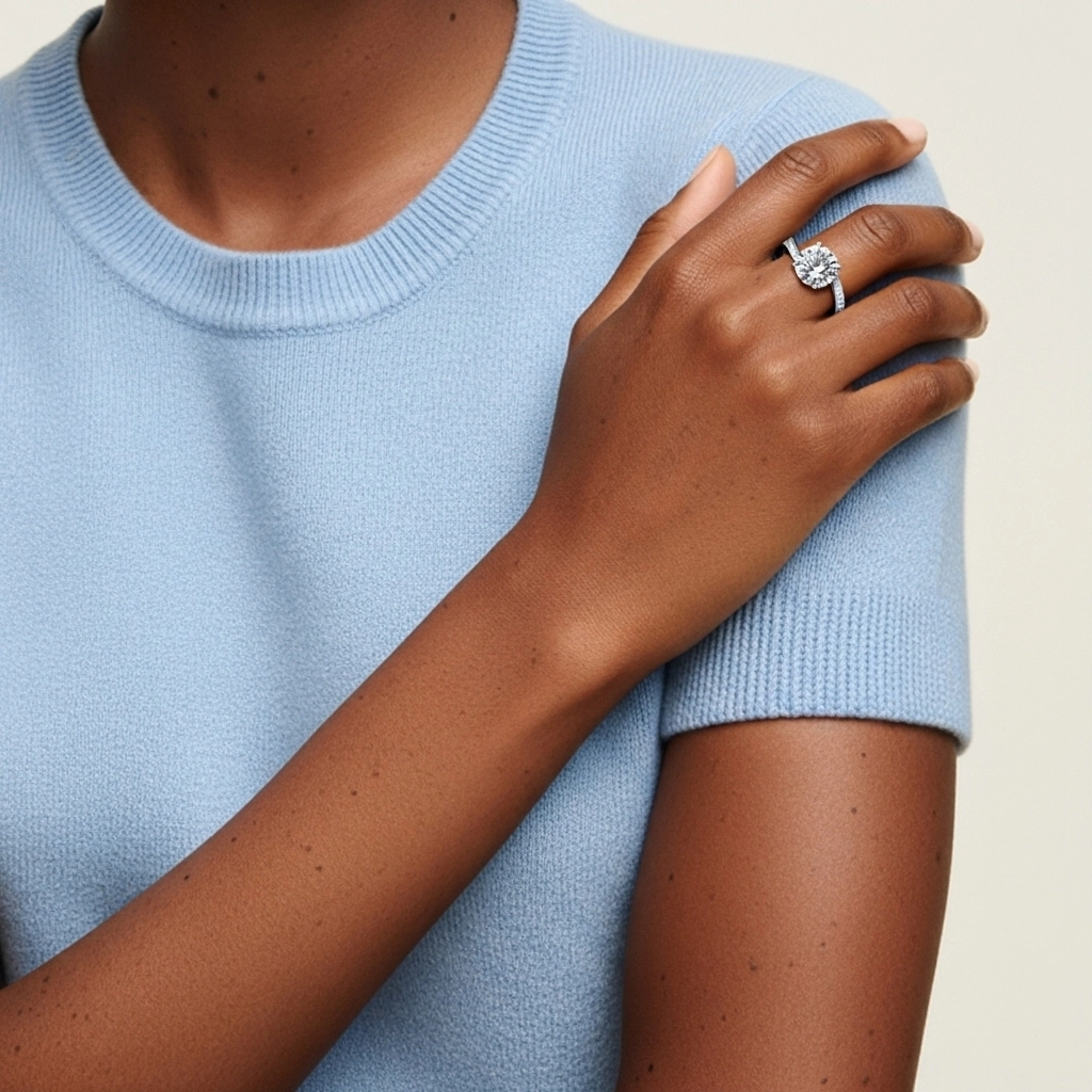 Charming Round 1.00ct Moissanite Engagement Ring