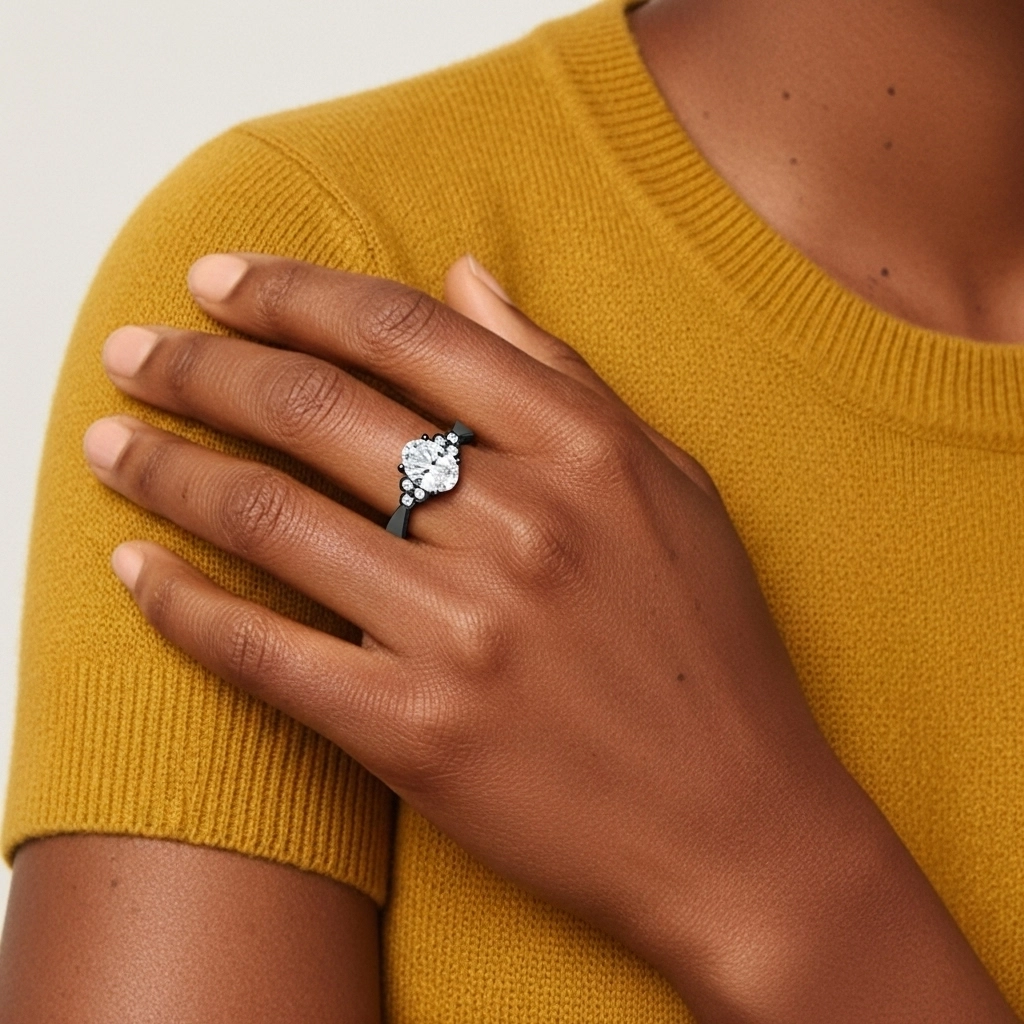 Argent sterling 925 Grappe Conique Inversée Bague de fiançailles