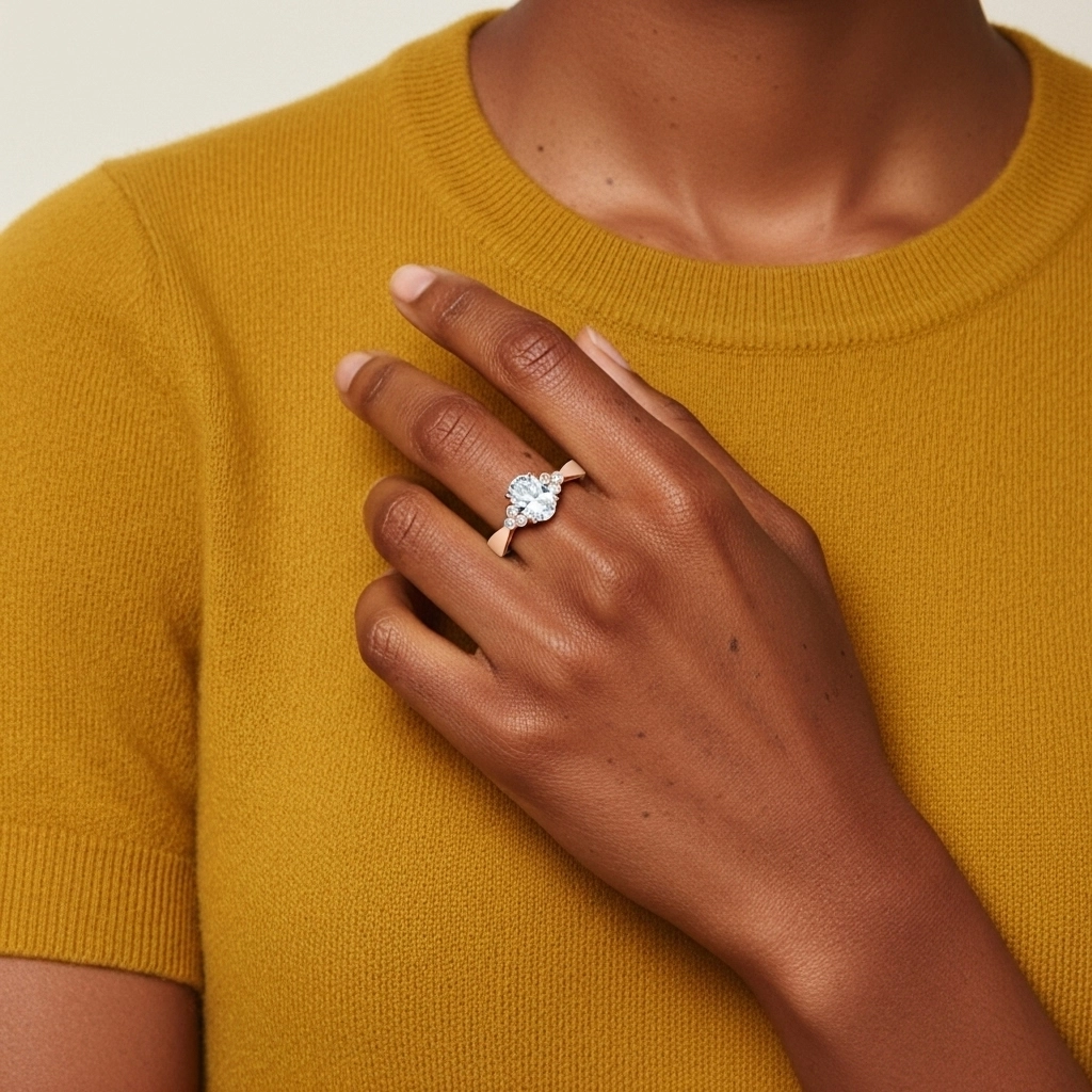 Grappe Bague de fiançailles 1.50ct Moissanite