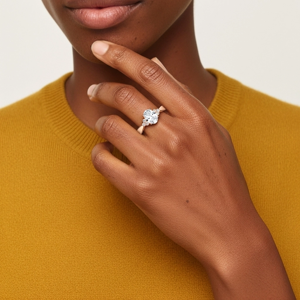 Grappe Bague de fiançailles 1.50ct Moissanite