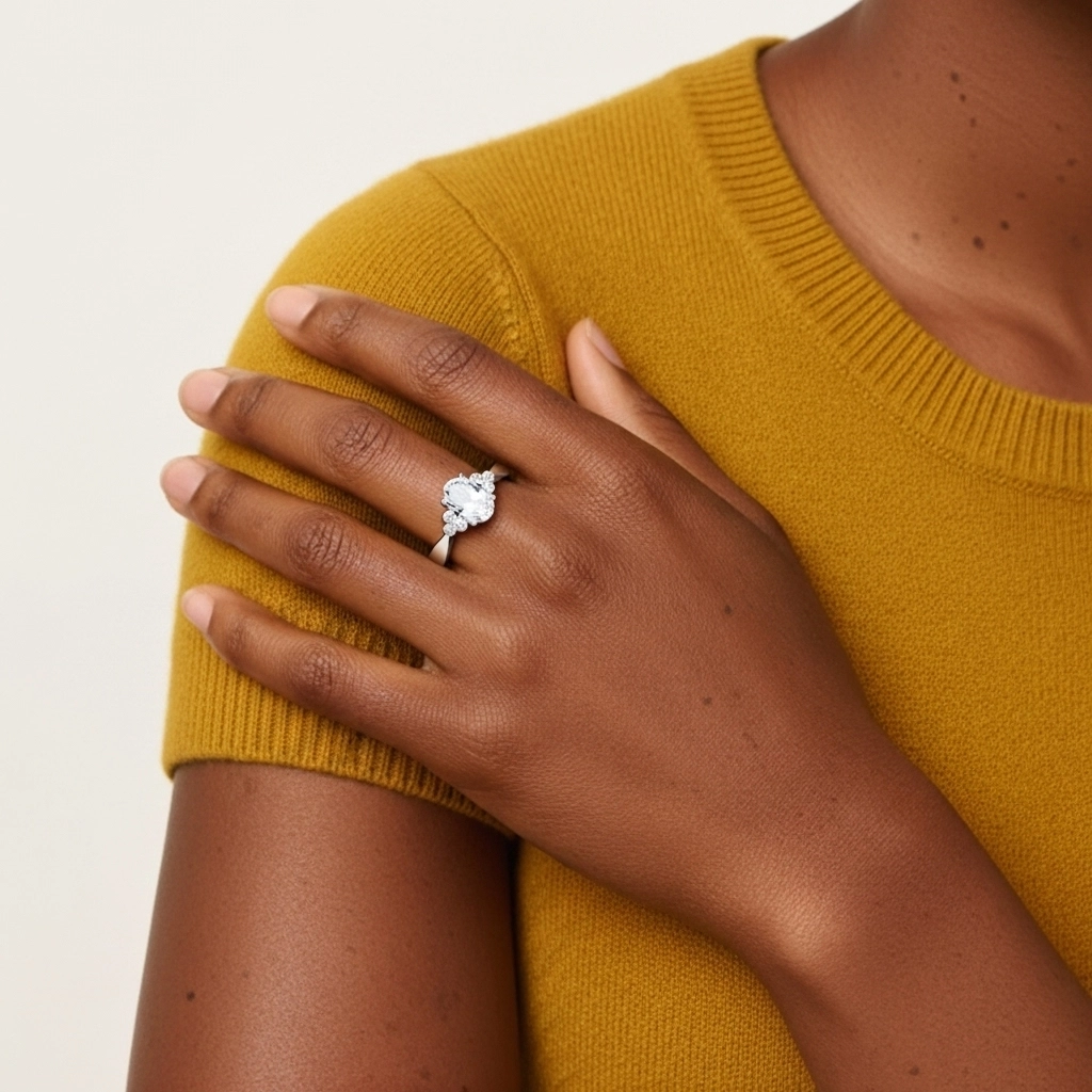 Cluster Engagement Ring 1.50ct Moissanite