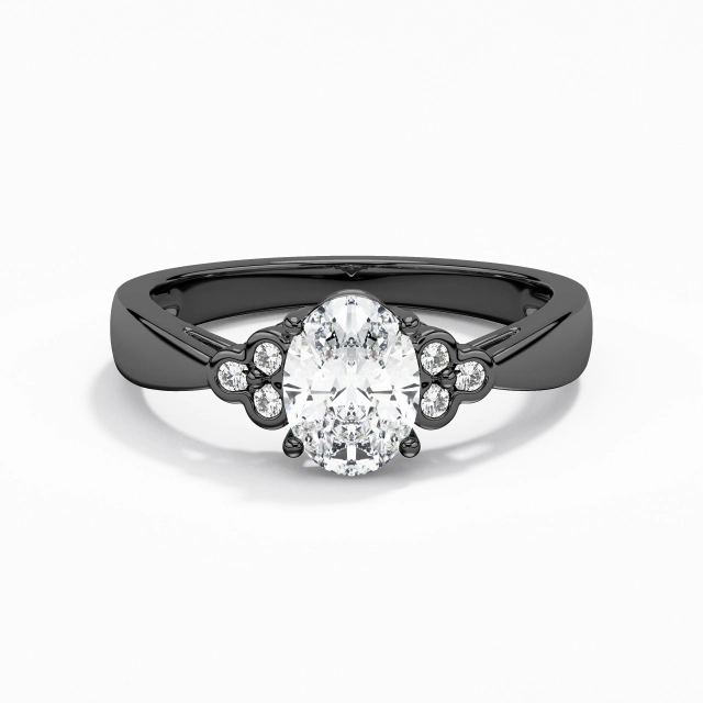 Noir Grappe Gracieux 1.50ct Moissanite Bague de fiançailles Conique Inversée Argent sterling 925 Noir Grappe Gracieux 1.50ct Moissanite Bague de fiançailles Conique Inversée Argent sterling 925