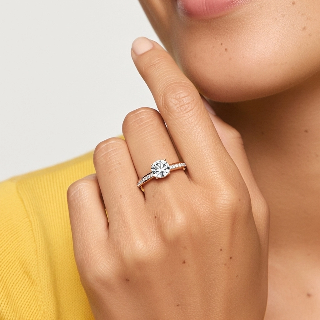 Argent sterling 925 Moissanite Bague de fiançailles