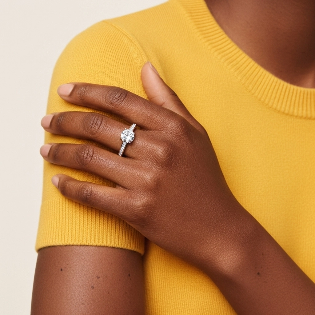 Argent sterling 925 Moissanite Bague de fiançailles