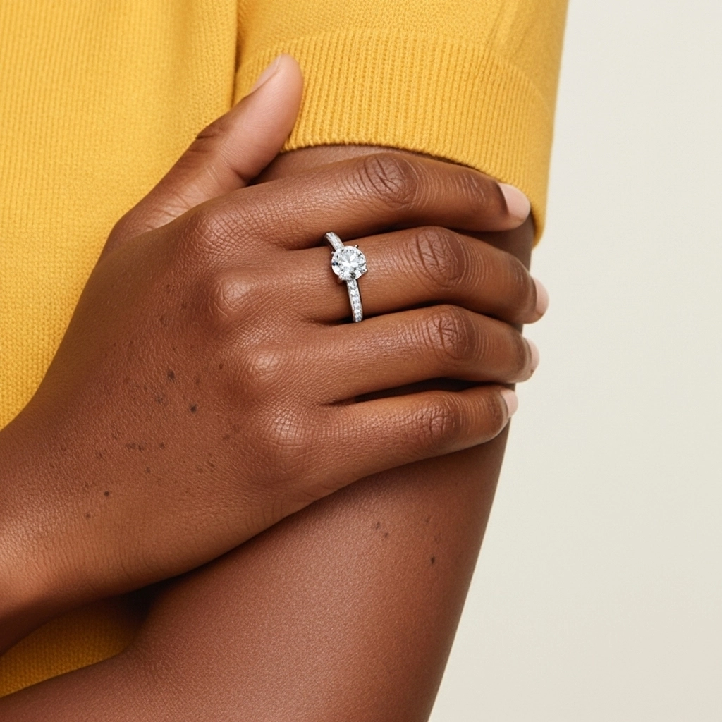 Argent sterling 925 Moissanite Bague de fiançailles