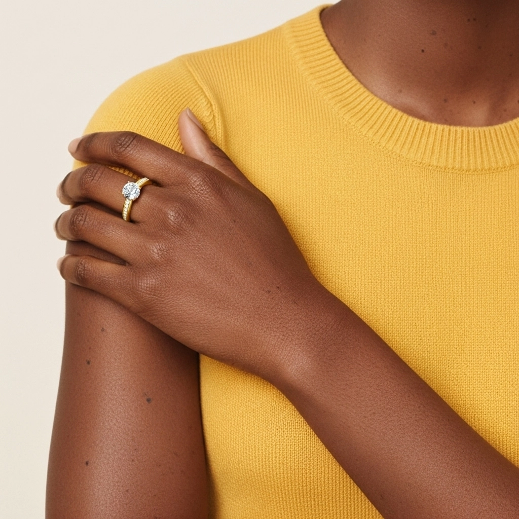 Argent sterling 925 Moissanite Bague de fiançailles