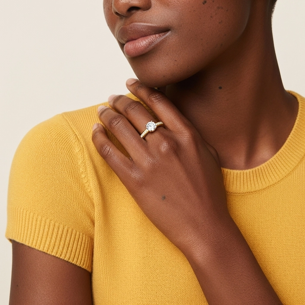 Argent sterling 925 Moissanite Bague de fiançailles