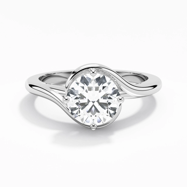 Modern Moissanite Engagement Ring 1.50ct In White Platinum Solitaire Bypass Shank