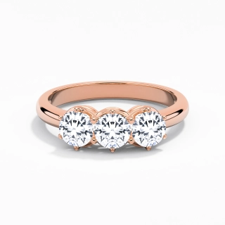 14K Rose Gold Three Stone Prong Traditional Shank Engagement Ring