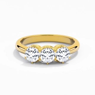 14K Gold Three Stone Prong Traditional Shank Engagement Ring