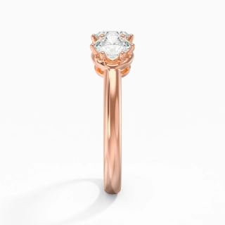 14K Rose Gold Three Stone Prong Traditional Shank Engagement Ring