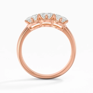 14K Rose Gold Three Stone Prong Traditional Shank Engagement Ring