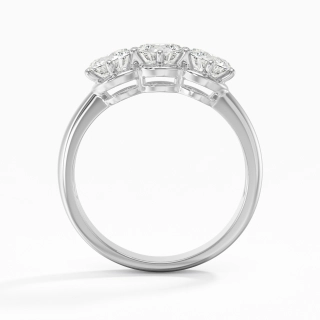 Platinum Three Stone Prong Traditional Shank Engagement Ring