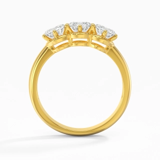 14K Gold Three Stone Prong Traditional Shank Engagement Ring