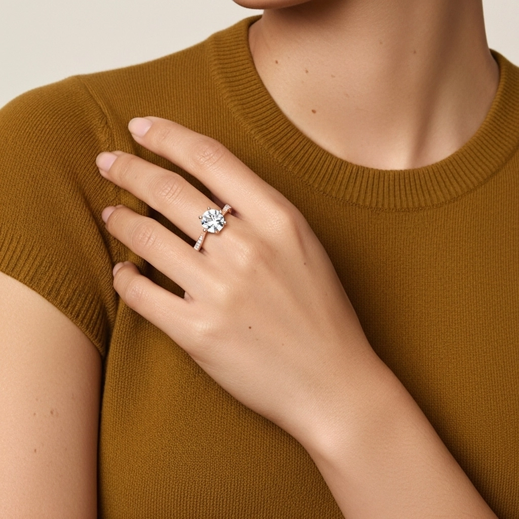 Griffe Bague de fiançailles 1.00ct Moissanite