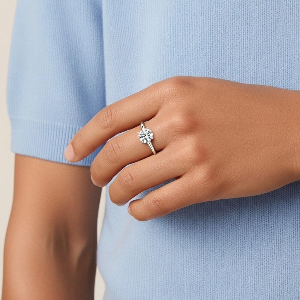 Élégant Rond Coupé Bague de fiançailles