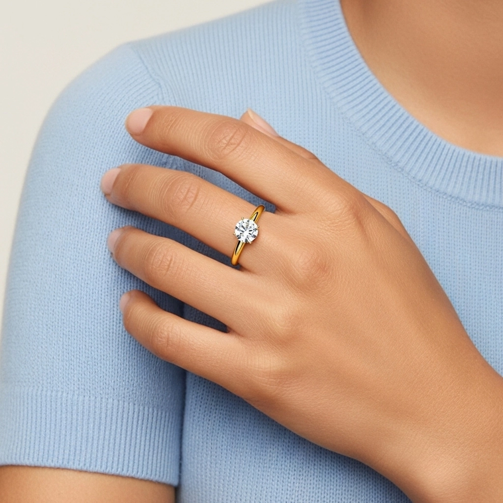 Élégant Rond Coupé Bague de fiançailles