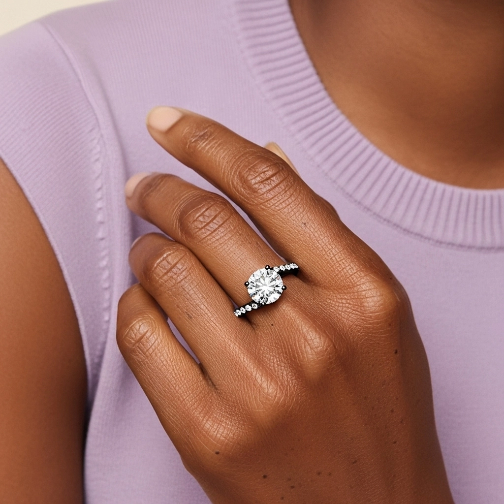 Argent sterling 925 Pavé Tige de Contournement Bague de fiançailles