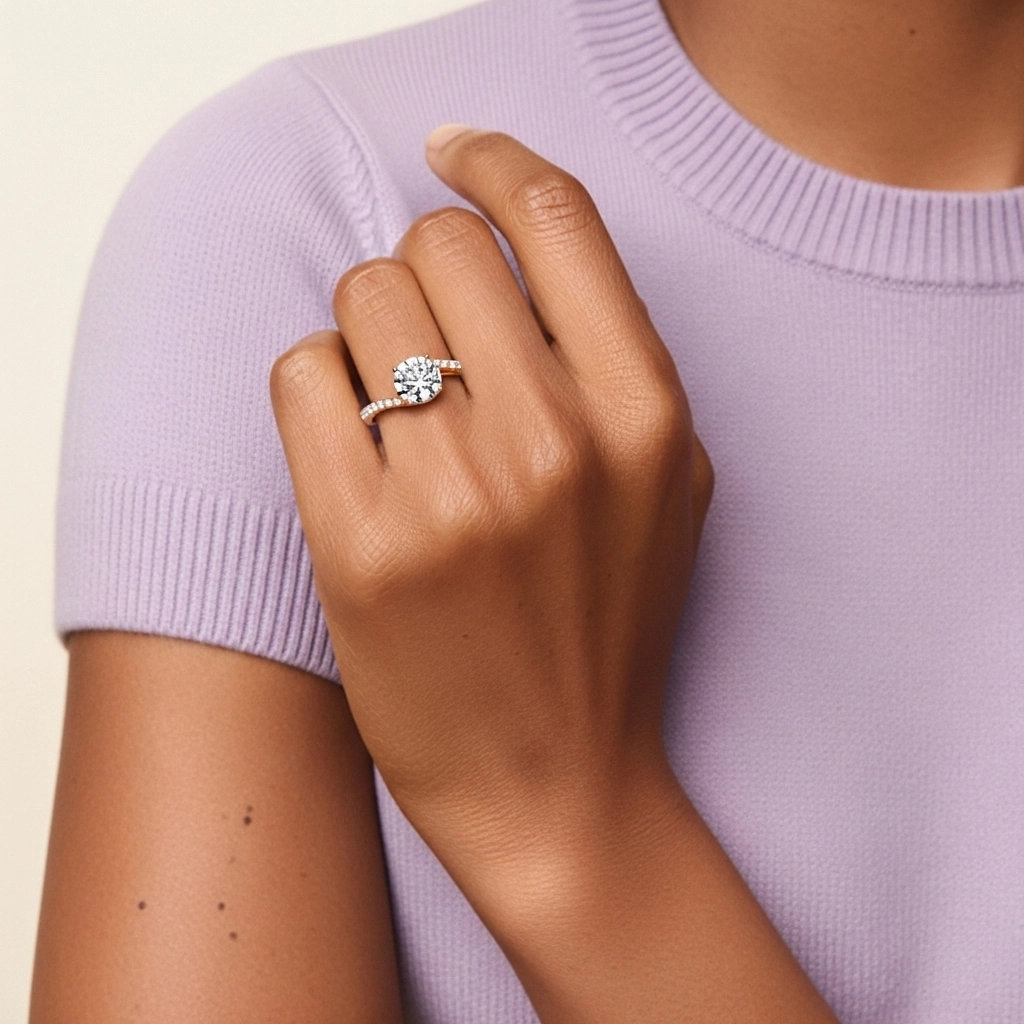 Élégant Rond Coupé Bague de fiançailles