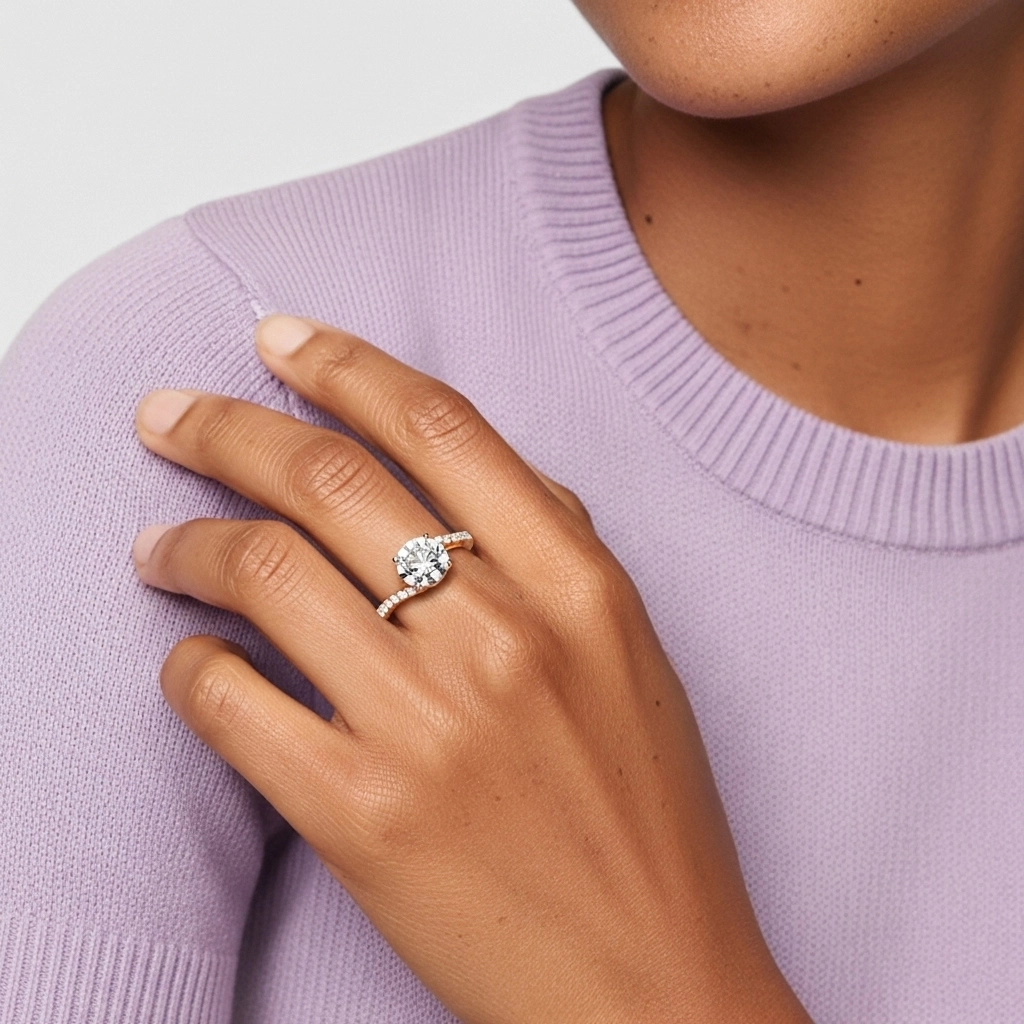 Élégant Rond Coupé Bague de fiançailles