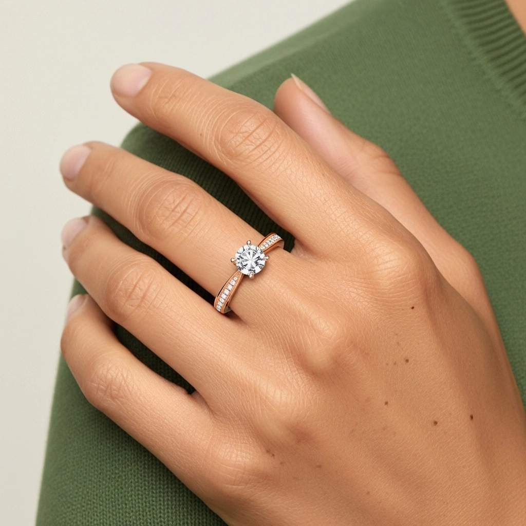 Beaded Cathedral Engagement Ring 1.00ct Moissanite