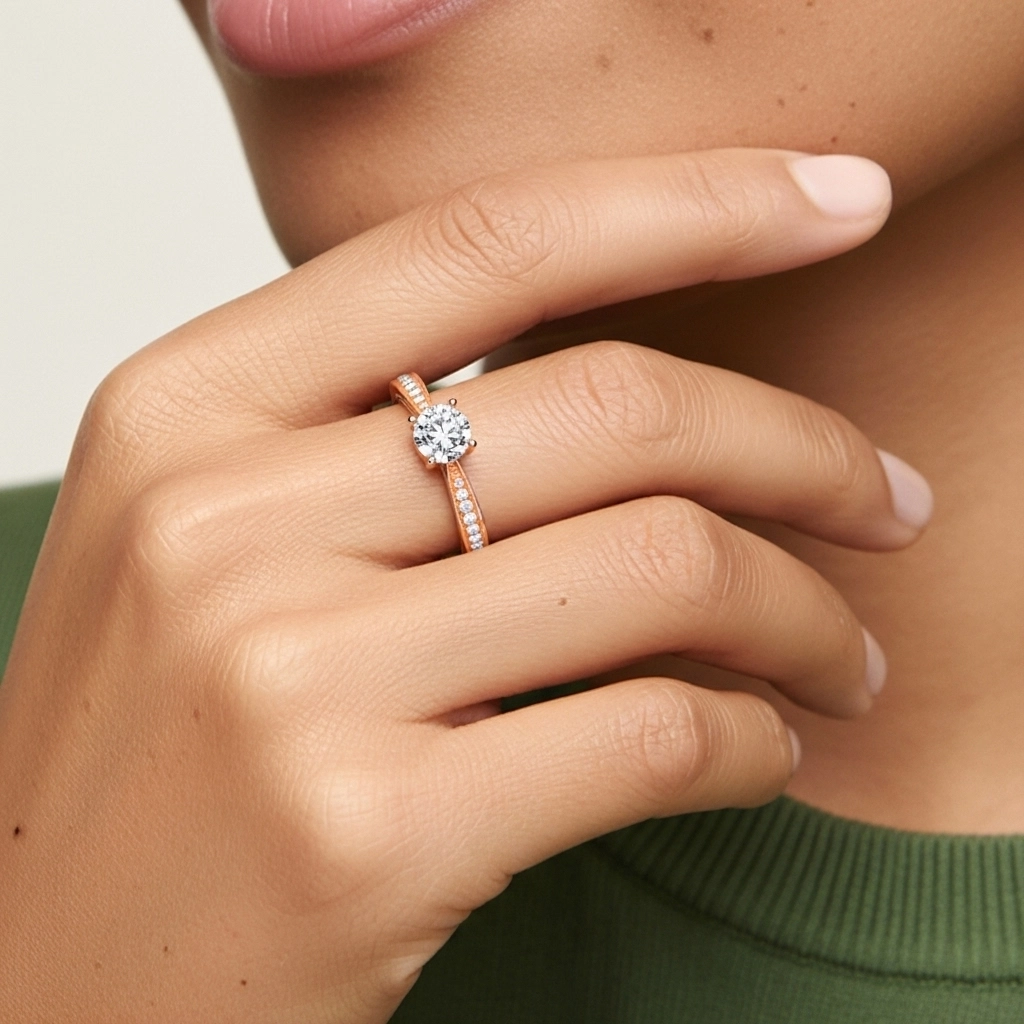 Beaded Cathedral Engagement Ring 1.00ct Moissanite