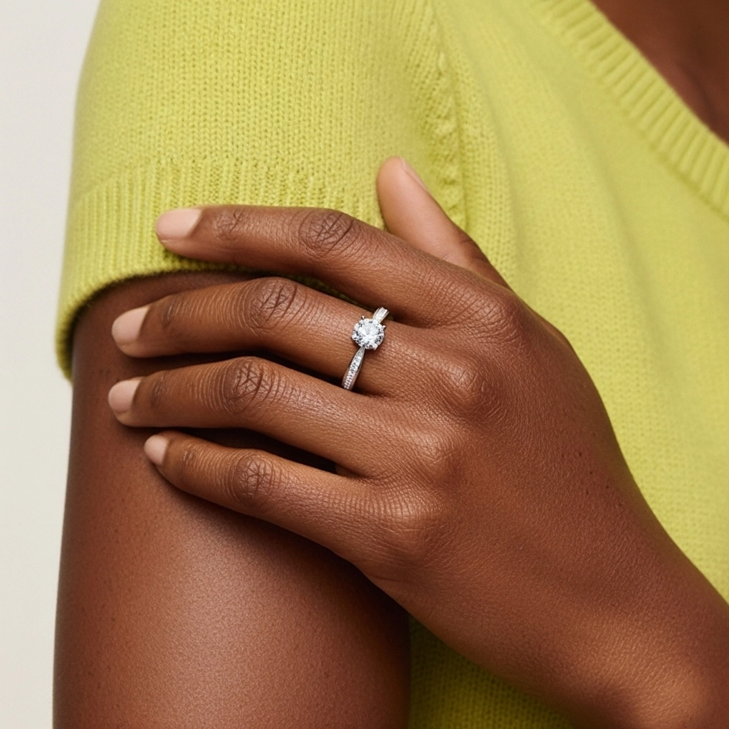 Beaded Cathedral Engagement Ring 1.00ct Moissanite