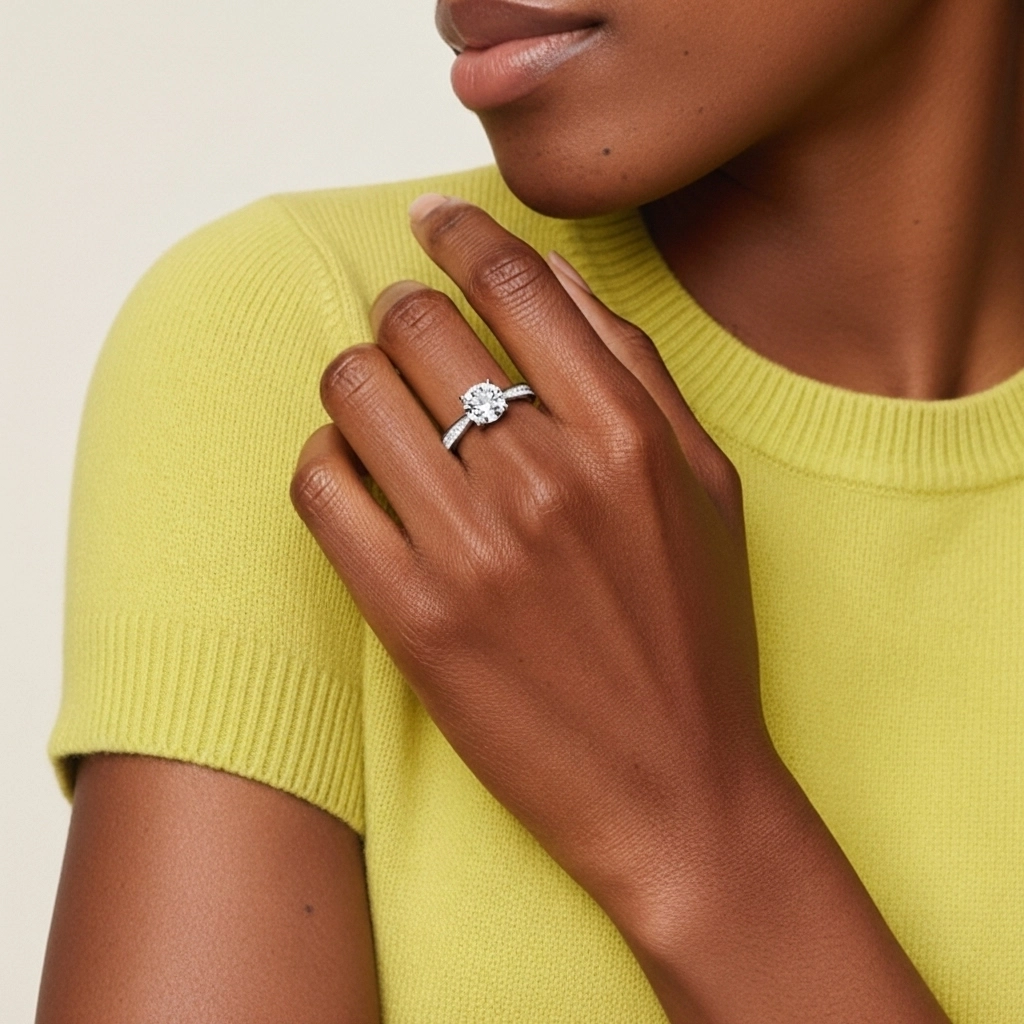 Beaded Cathedral Engagement Ring 1.00ct Moissanite