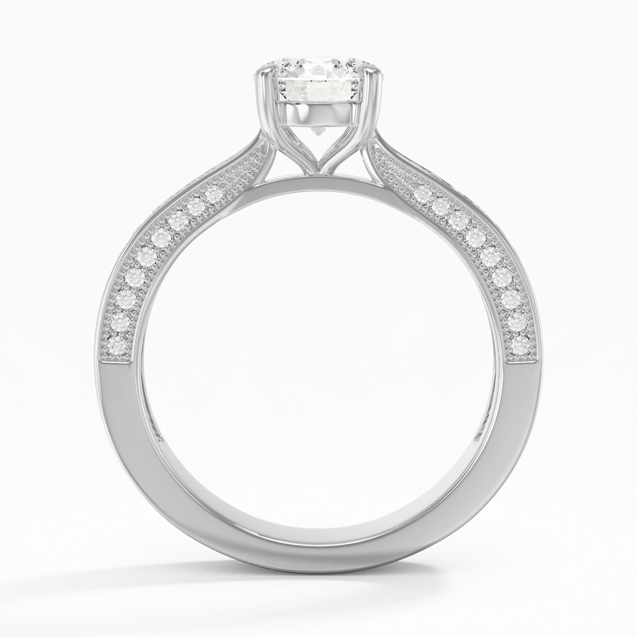 Perlé Cathédrale Bague de fiançailles 1.00ct Moissanite