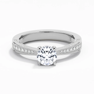 Perlé Cathédrale Bague de fiançailles 1.00ct Moissanite