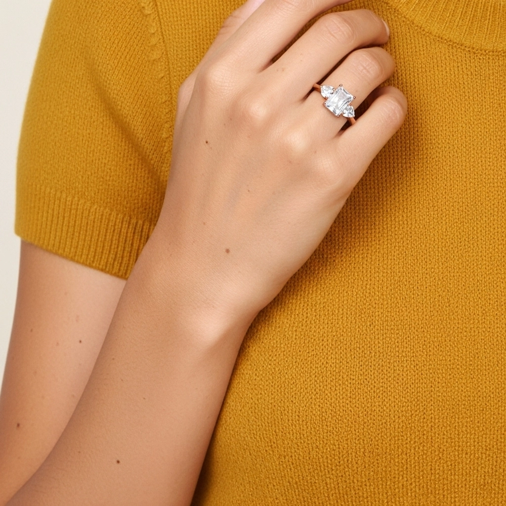 Délicat Radiant Coupé Bague de fiançailles