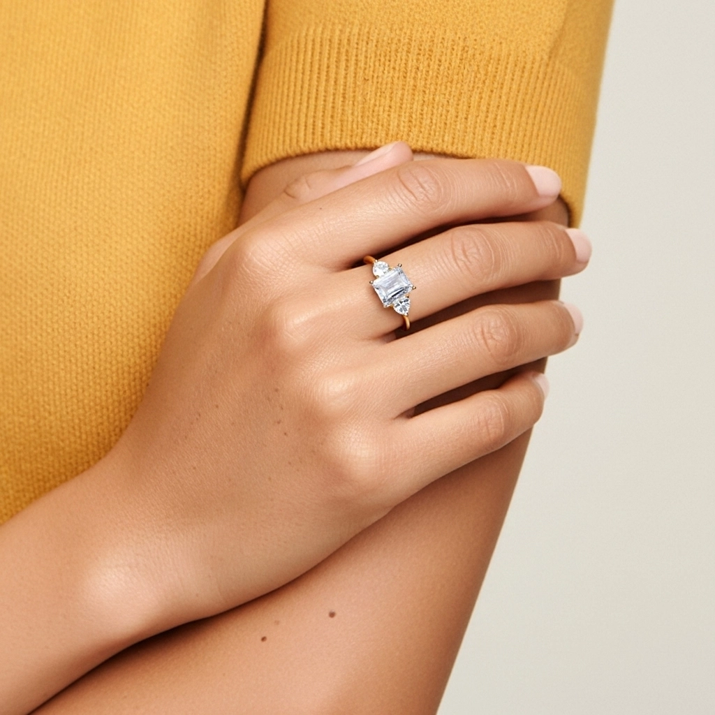 Délicat Radiant Coupé Bague de fiançailles