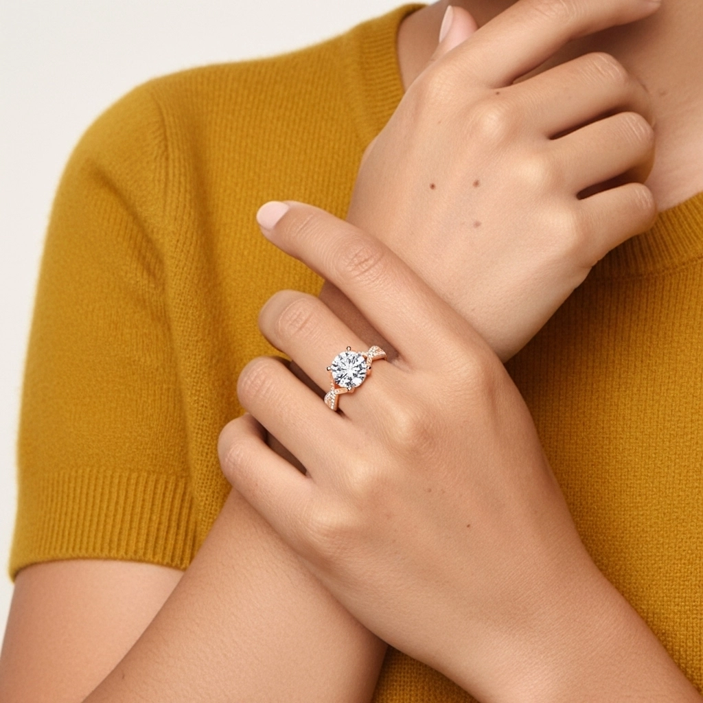 Beaded Cathedral Engagement Ring 2.00ct Moissanite