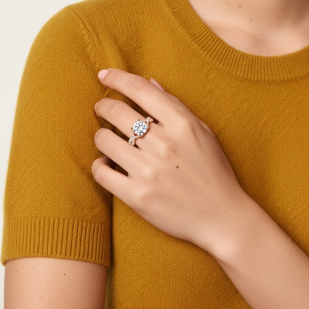 Beaded Cathedral Engagement Ring 2.00ct Moissanite