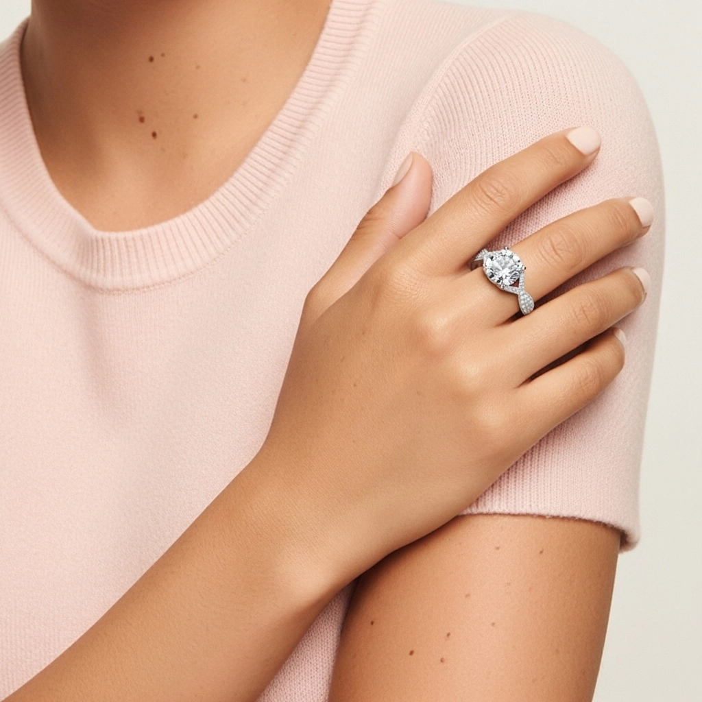 Beaded Cathedral Engagement Ring 2.00ct Moissanite