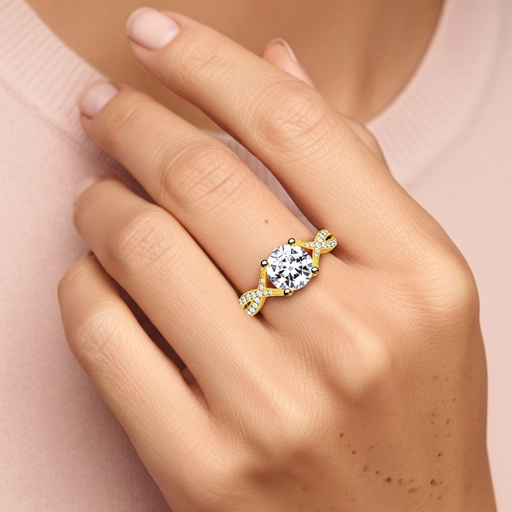 Beaded Cathedral Engagement Ring 2.00ct Moissanite