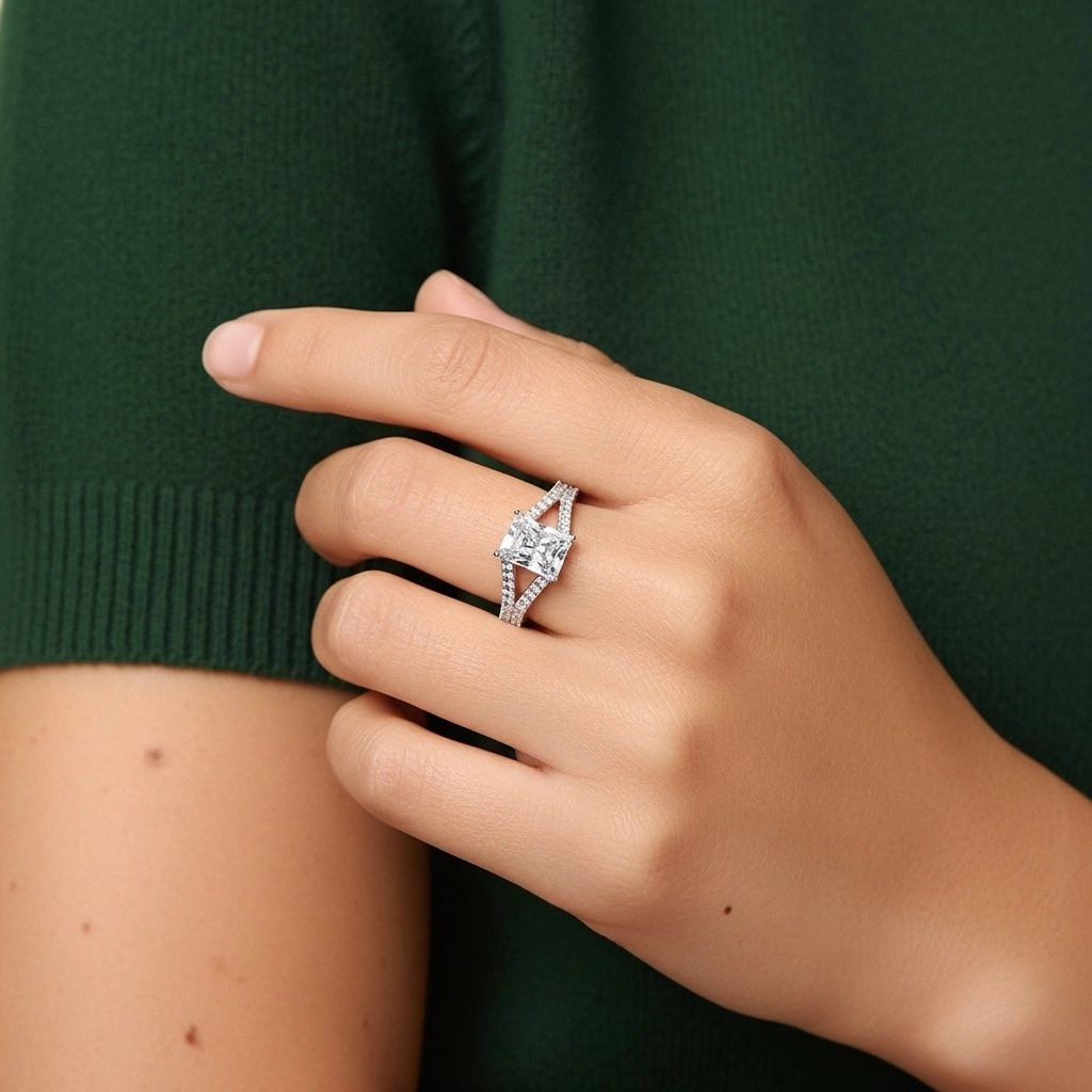 Cathédrale Pavé Bague de fiançailles 2.00ct Moissanite