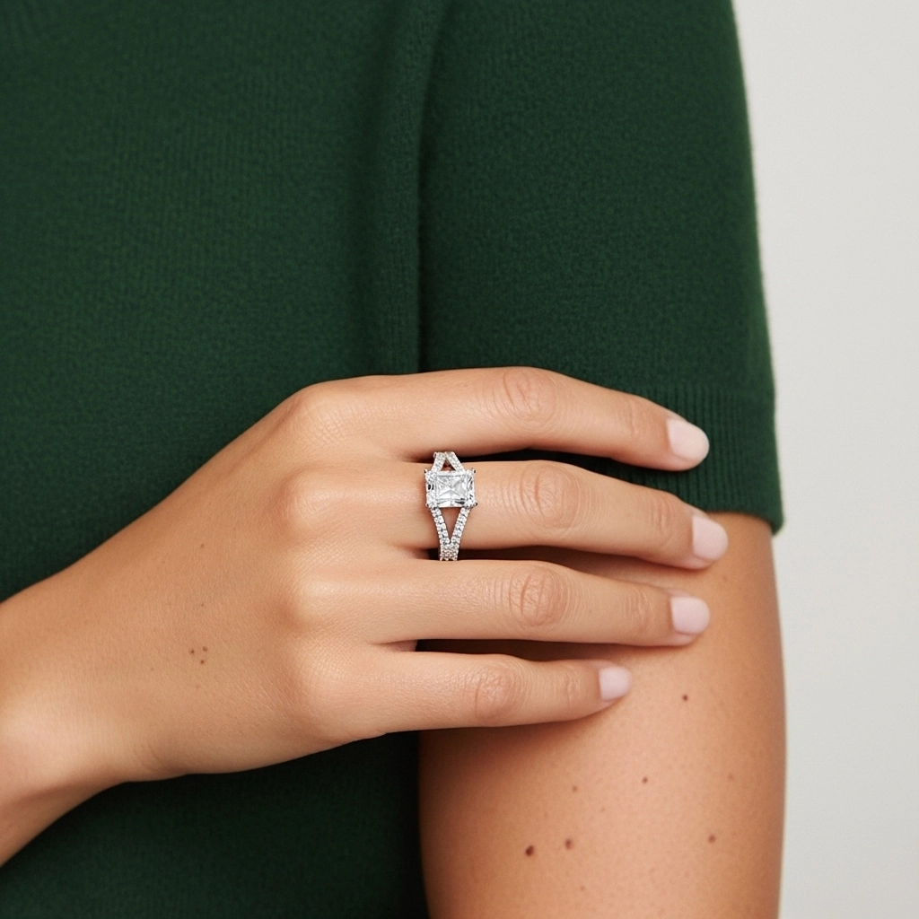 Cathédrale Pavé Bague de fiançailles 2.00ct Moissanite