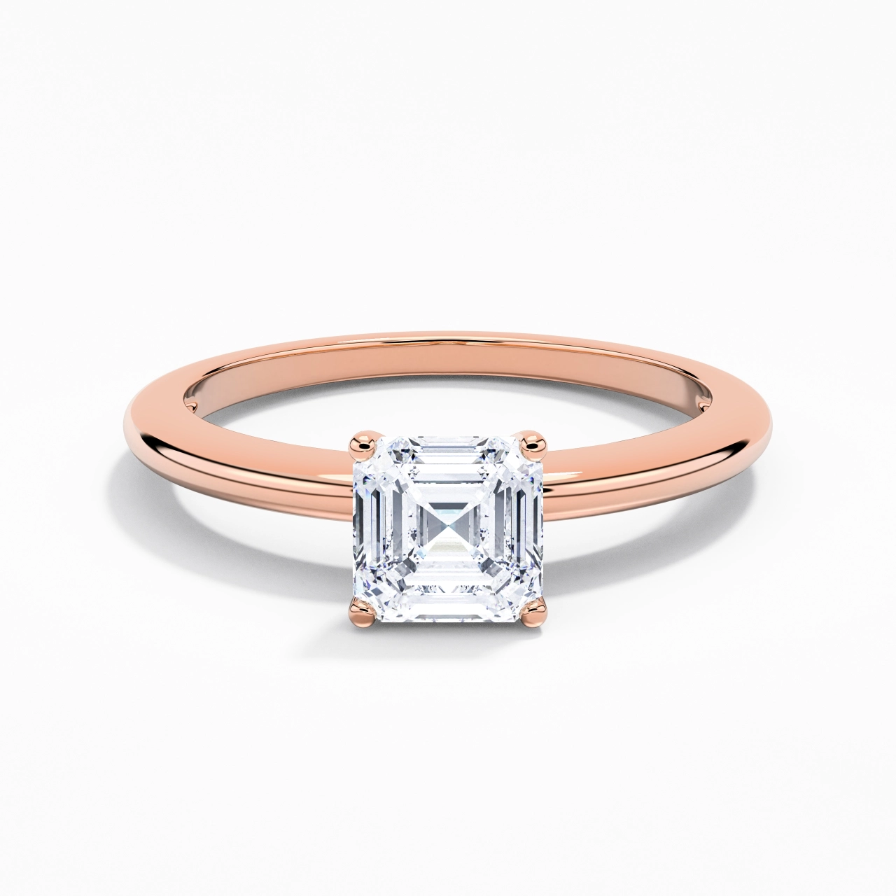 Classic Simple Asscher Cut Engagement Ring