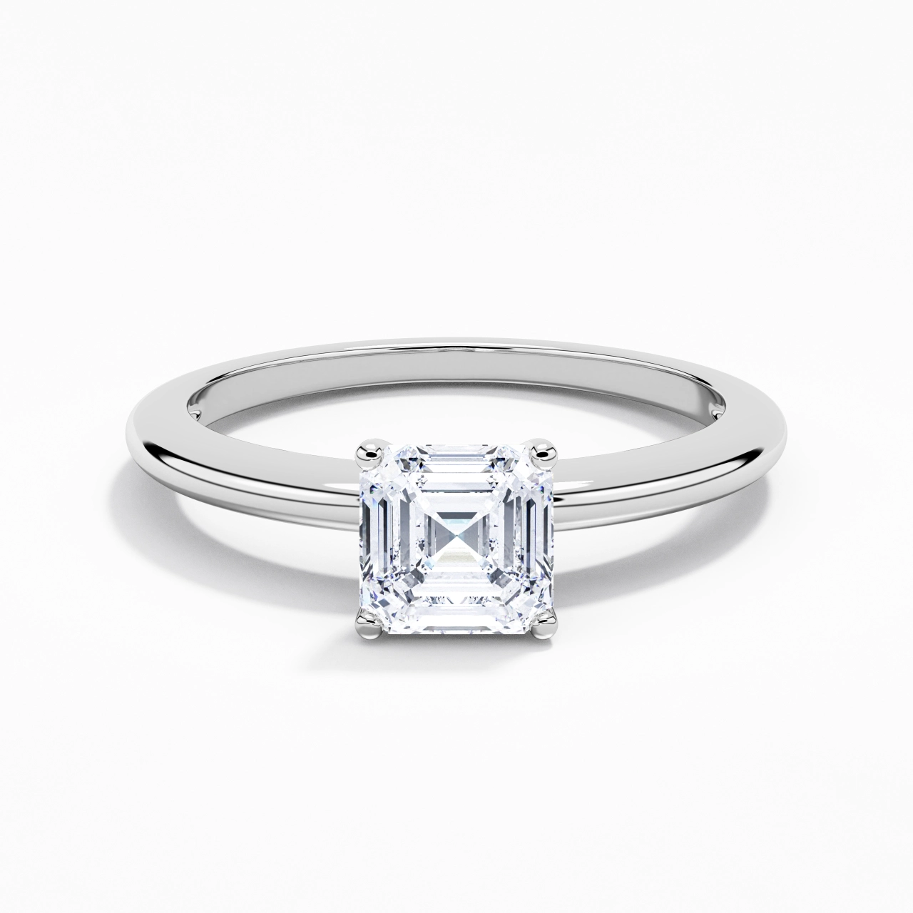 Classique Simple Asscher Coupé Bague de fiançailles