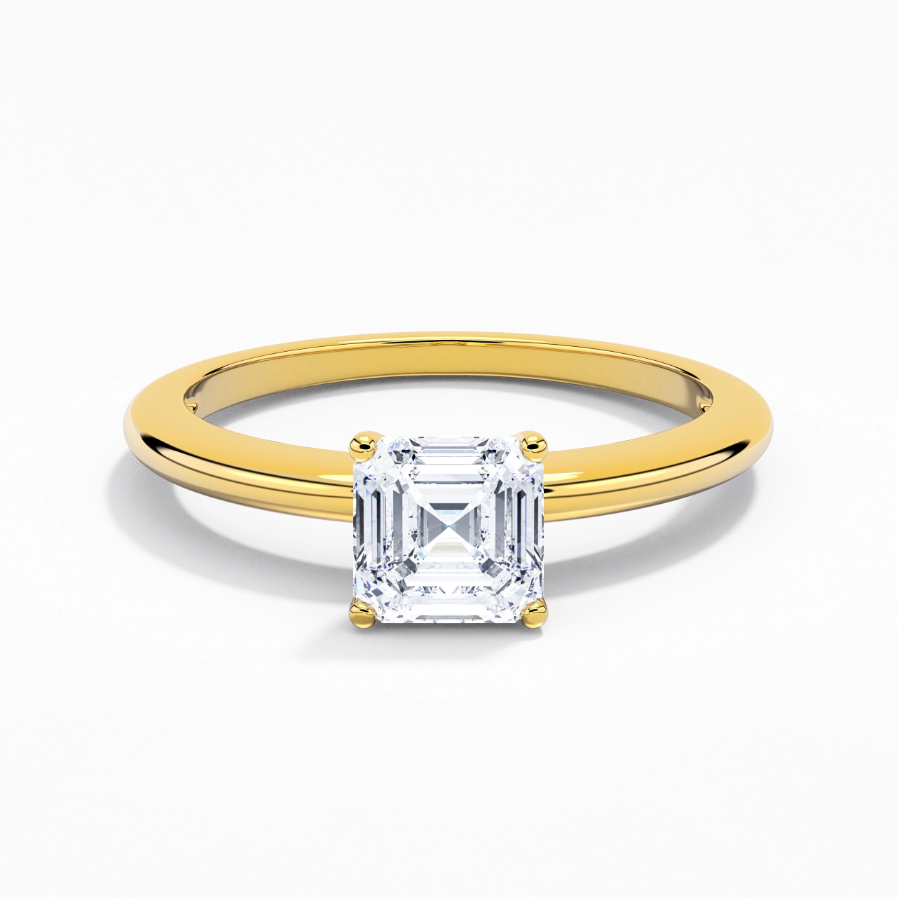 Classique Simple Asscher Coupé Bague de fiançailles