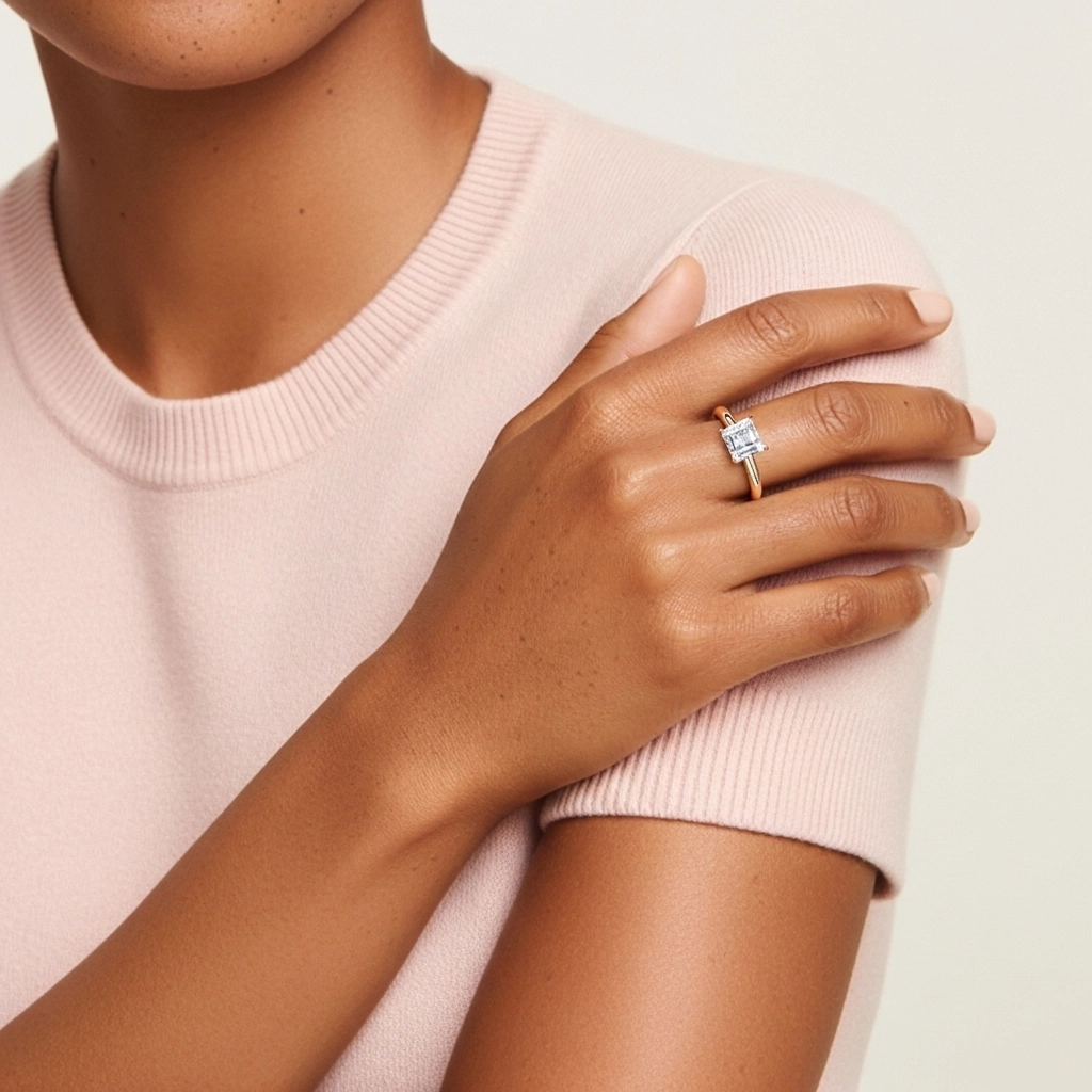 Classic Simple Asscher Cut Engagement Ring