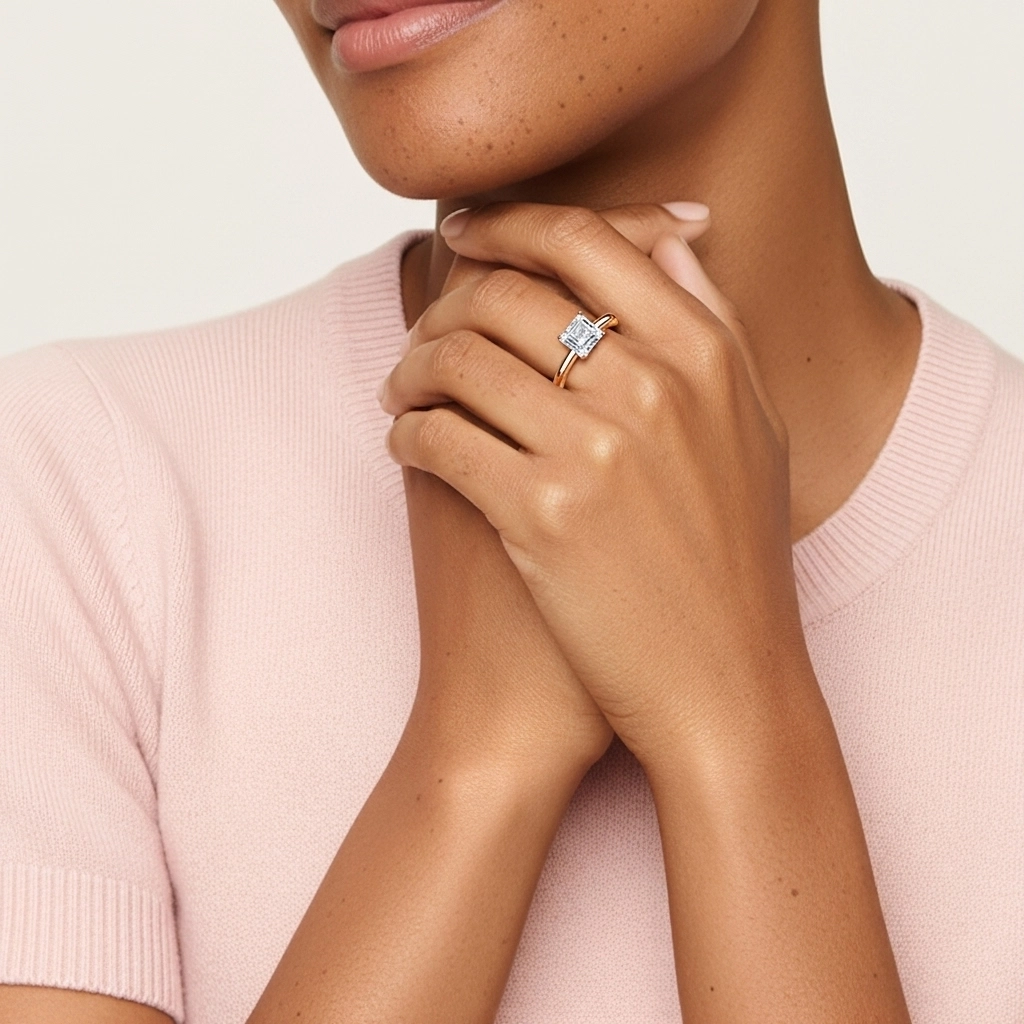 Classic Simple Asscher Cut Engagement Ring