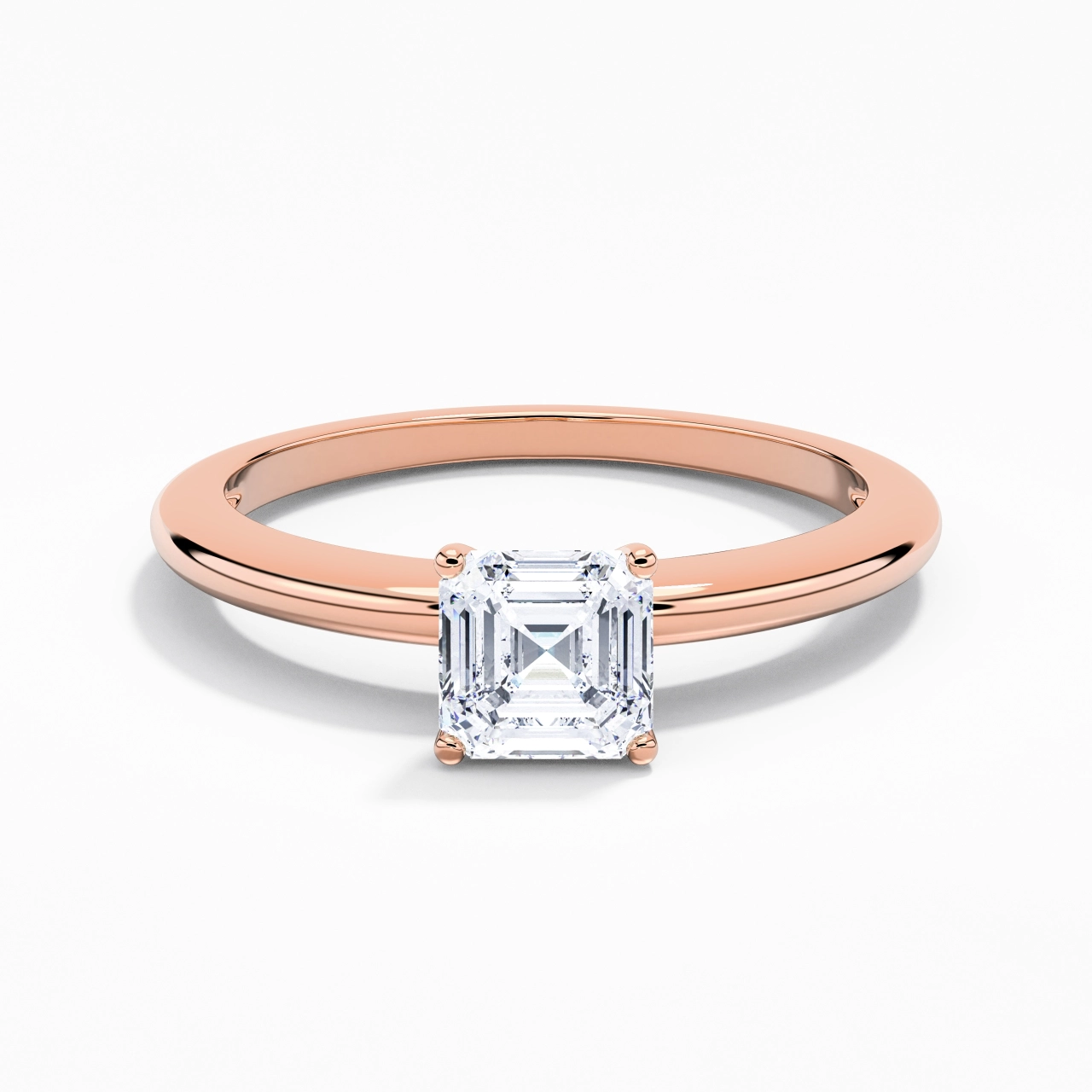 Classic Simple Asscher Cut Engagement Ring